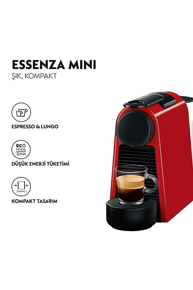 Nespresso D30 Essenza Mini Espresso Kahve Makinesi,Kırmızı